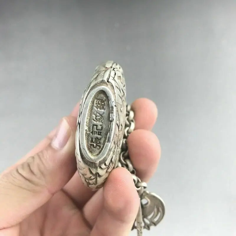 CHINESE TIBETAN SILVER COPPER SNUFF BOTTLE HAND-CARVED CHILDREN'S PATTERN s