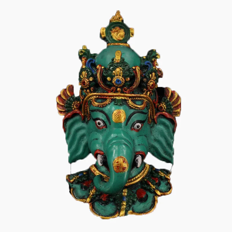 Nepal collected handmade colored drawing Sri Ganesh Lacquerware hung statue,for guard house, exorcise evil spirits