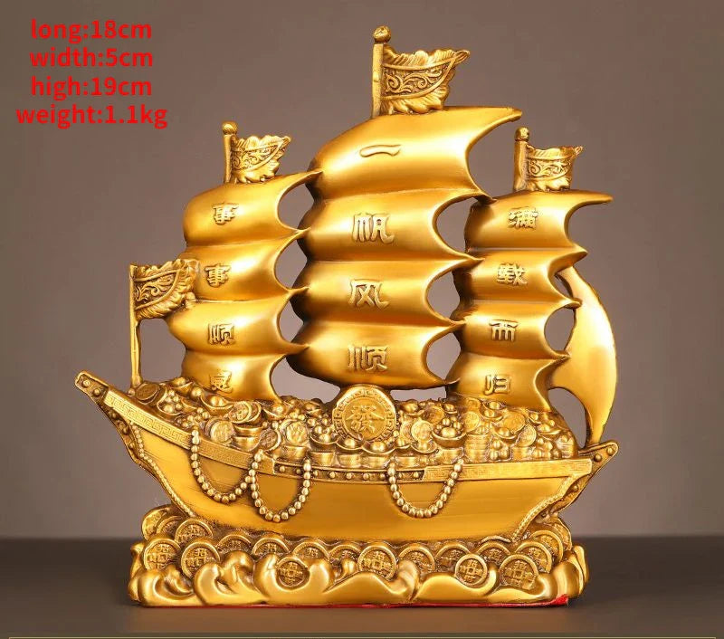 Pure Copper Dragon Boat Ornaments Smooth Sailing Full of Dragon Boat Living Room Office Desktop Decoration