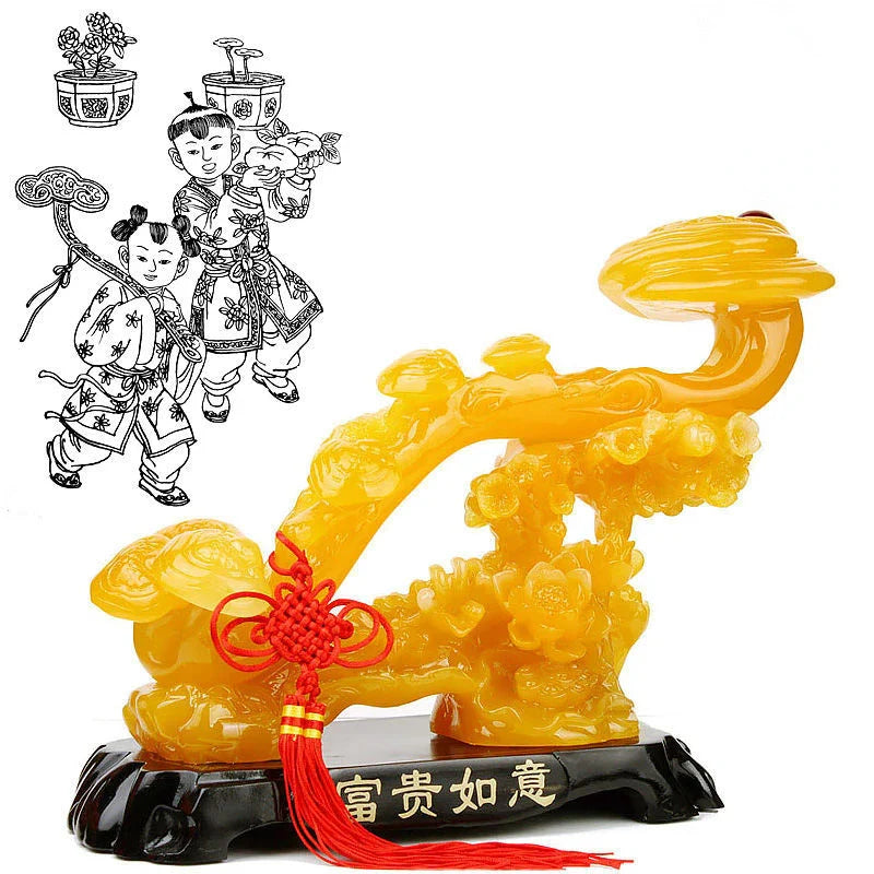 Creative Imitation Jade Ruyi Ornaments Resin Crafts Home Decor Accessories Desk TV Cabinet Decorations