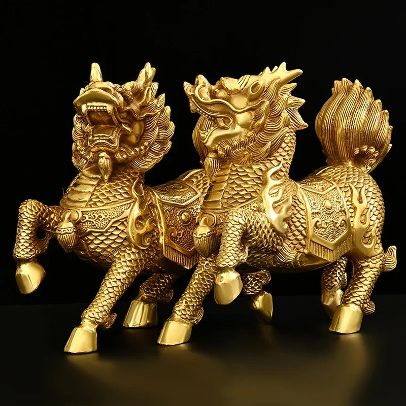 1Pair of Copper Unicorn Ornaments Bedroom Living Room Home Decor Shop Opening Gifts