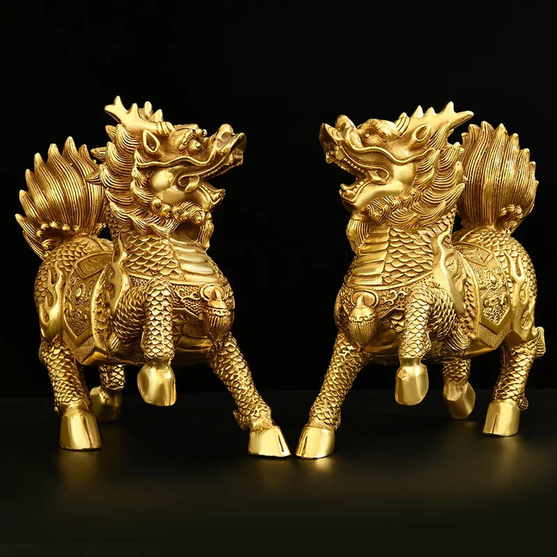 1Pair of Copper Unicorn Ornaments Bedroom Living Room Home Decor Shop Opening Gifts