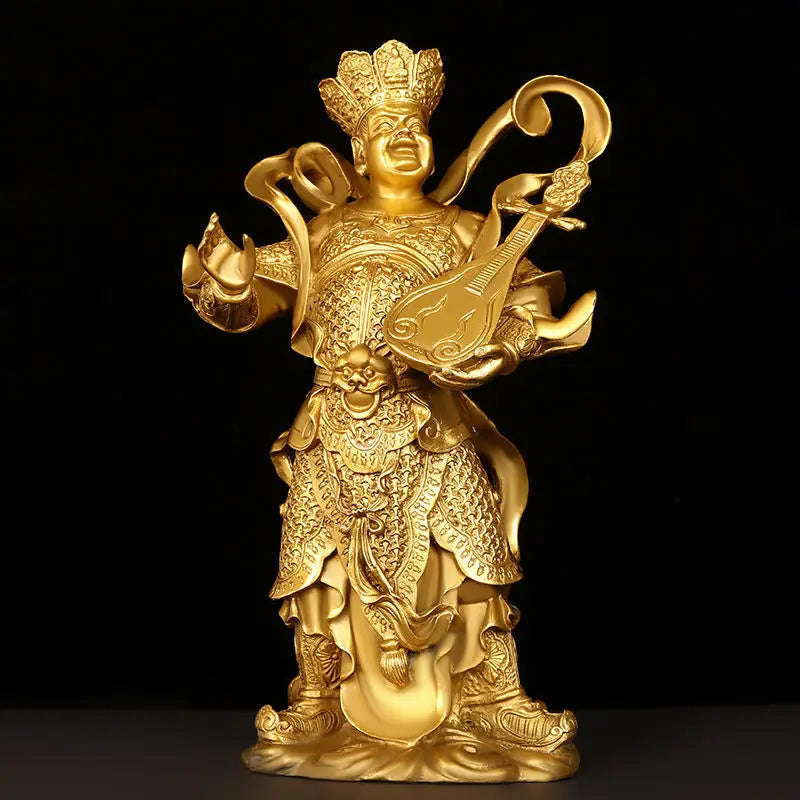 4pc/set Chinese The Four Heavenly Kings Animal Statue Pure Copper Home Buddha Hall Copper Buddha Fengshui Decor