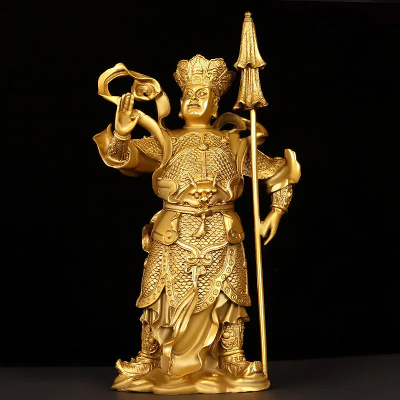 4pc/set Chinese The Four Heavenly Kings Animal Statue Pure Copper Home Buddha Hall Copper Buddha Fengshui Decor