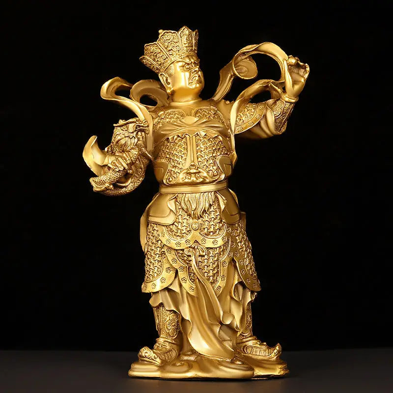 4pc/set Chinese The Four Heavenly Kings Animal Statue Pure Copper Home Buddha Hall Copper Buddha Fengshui Decor