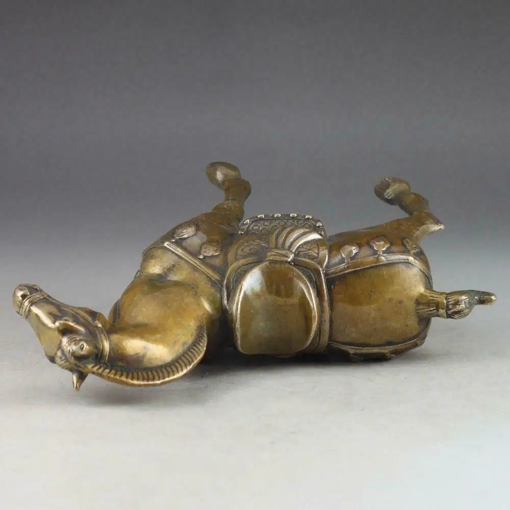 COLLECTION CHINESE BRASS OLD HANDWORK HAMMERED STEED SUPERB STATUE  HORSE Garden decoration