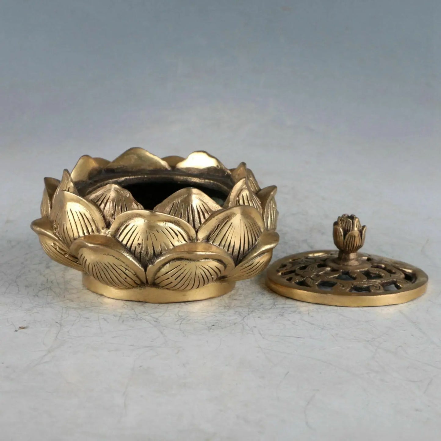 Chinese Brass Lotus Incense Burner Made During The Qianlong Period