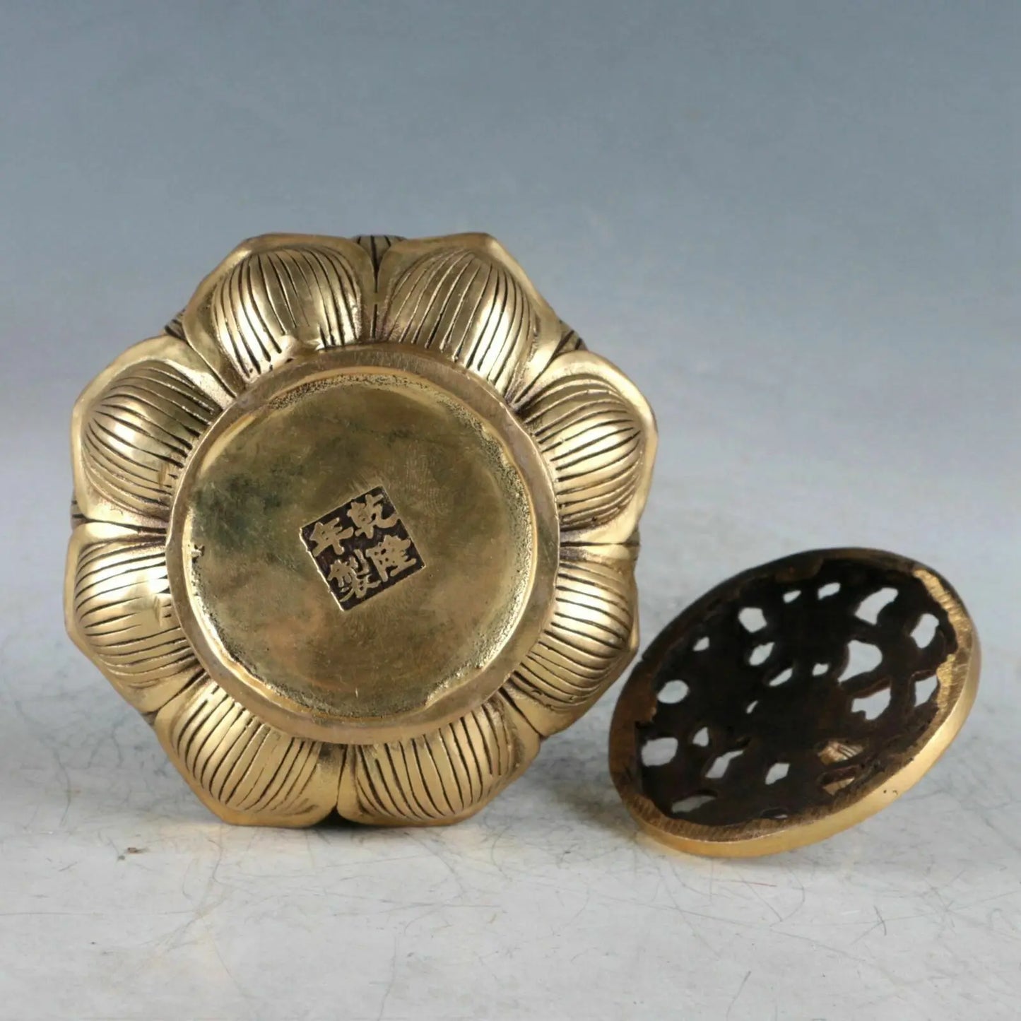 Chinese Brass Lotus Incense Burner Made During The Qianlong Period