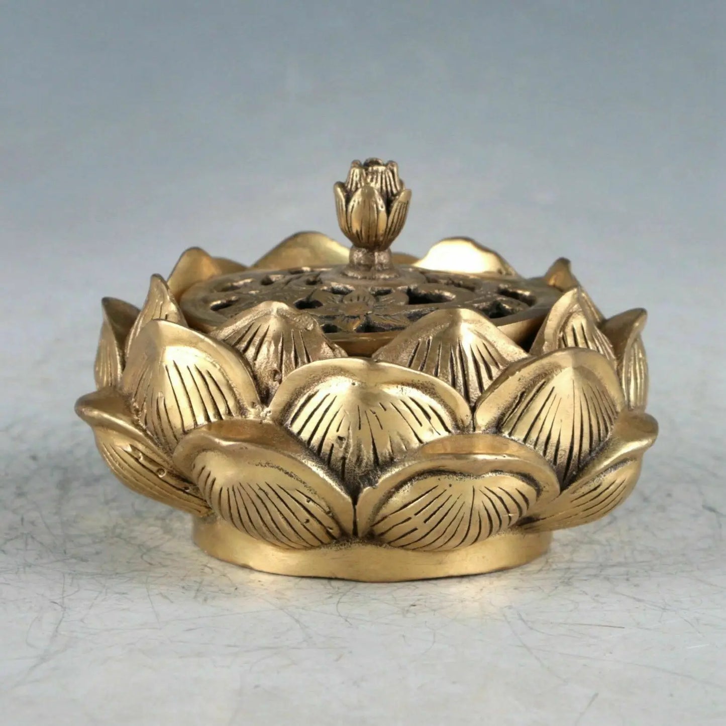Chinese Brass Lotus Incense Burner Made During The Qianlong Period
