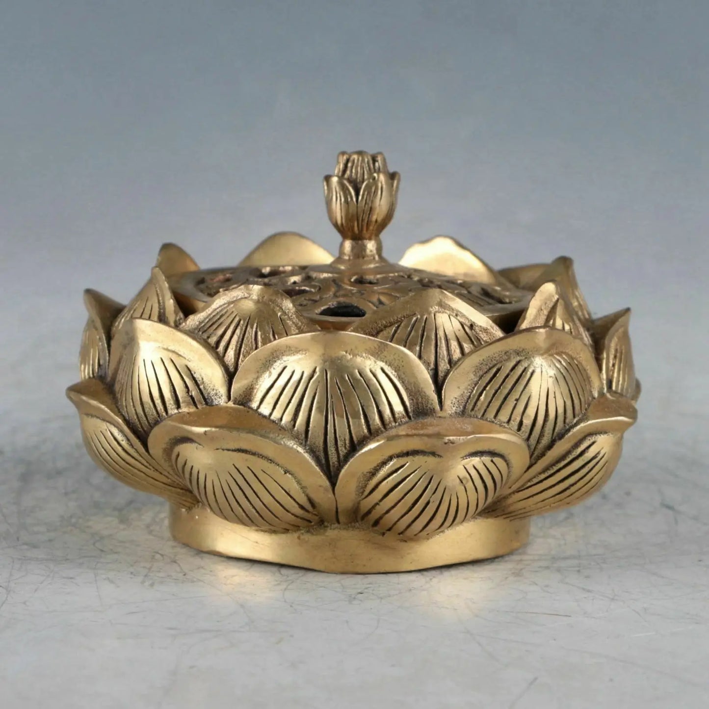 Chinese Brass Lotus Incense Burner Made During The Qianlong Period
