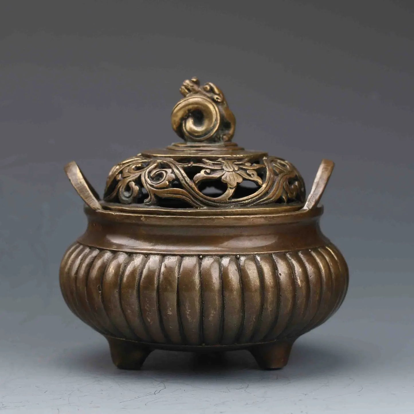 Chinese Bronze Hand-Carved Incense Burner Ming Dynasty XuanDe Mark