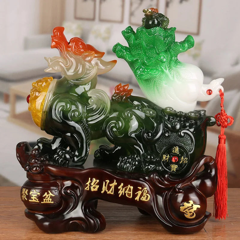 Chinese Lucky Money Pixiu Resin Ornaments Crafts  Living Room Wine Cabinet Home Office Desktop Decor Opening Gifts