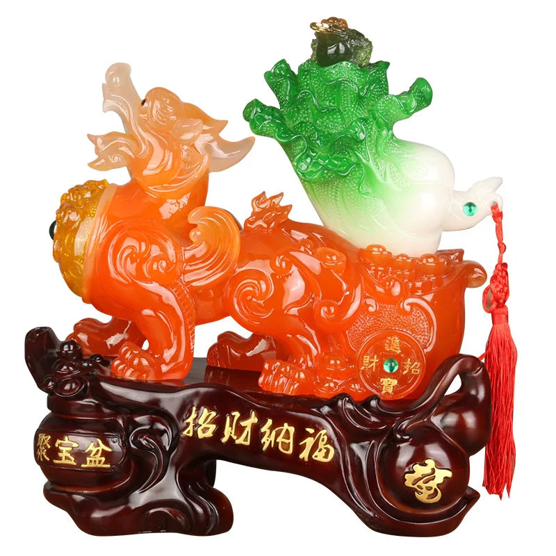 Chinese Lucky Money Pixiu Resin Ornaments Crafts  Living Room Wine Cabinet Home Office Desktop Decor Opening Gifts