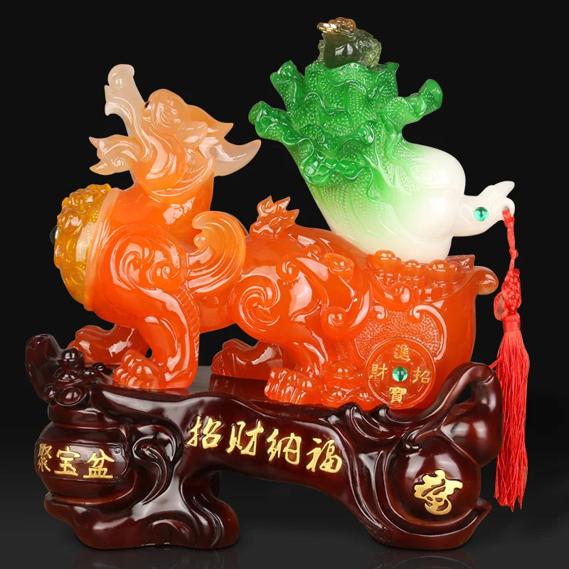 Chinese Lucky Money Pixiu Resin Ornaments Crafts  Living Room Wine Cabinet Home Office Desktop Decor Opening Gifts