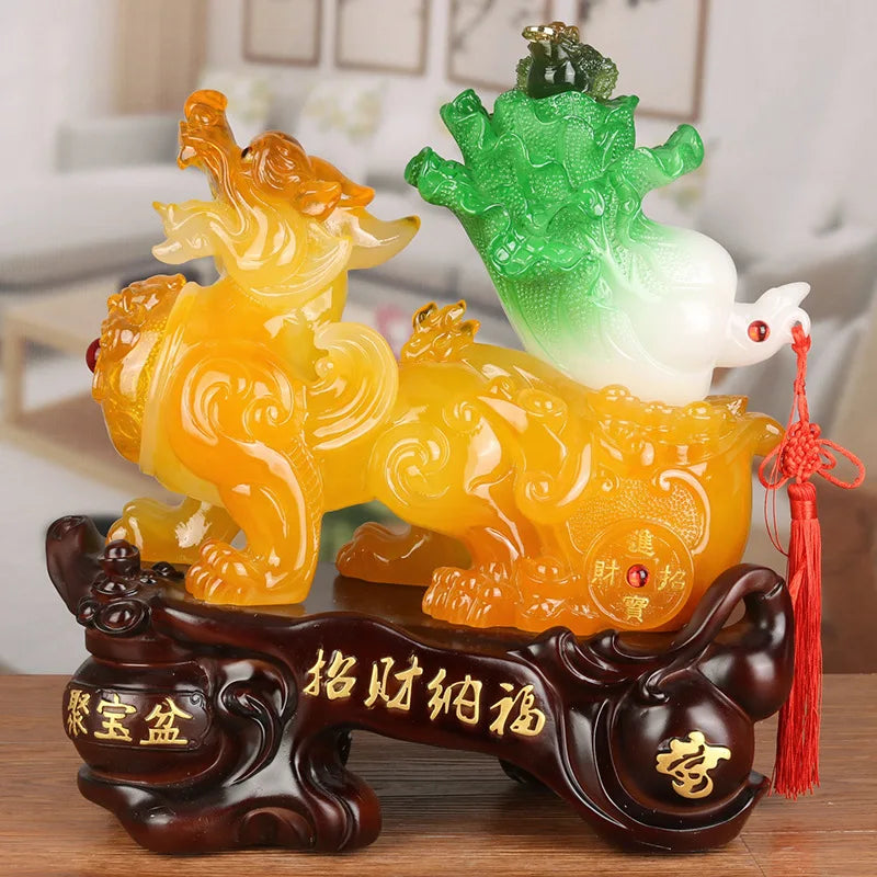 Chinese Lucky Money Pixiu Resin Ornaments Crafts  Living Room Wine Cabinet Home Office Desktop Decor Opening Gifts