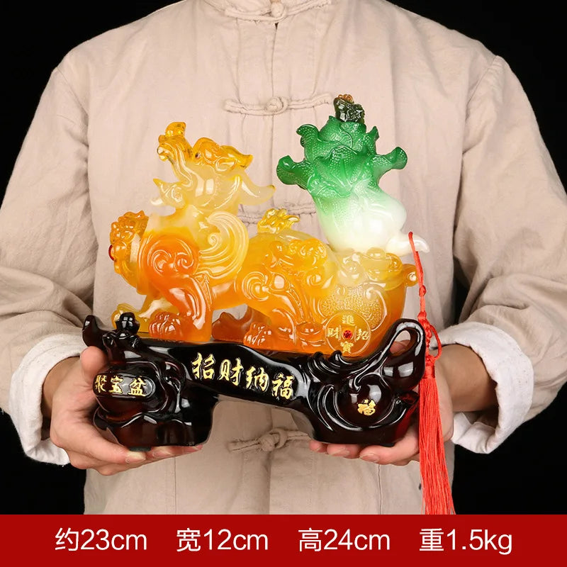 Chinese Lucky Money Pixiu Resin Ornaments Crafts  Living Room Wine Cabinet Home Office Desktop Decor Opening Gifts