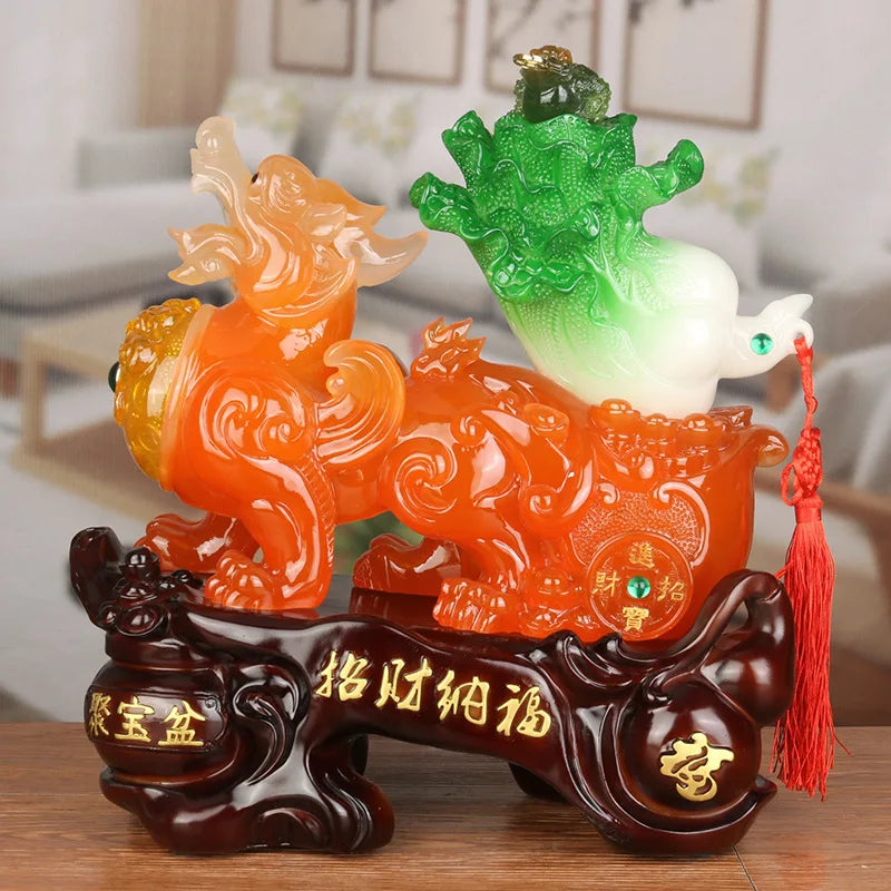 Chinese Lucky Money Pixiu Resin Ornaments Crafts  Living Room Wine Cabinet Home Office Desktop Decor Opening Gifts