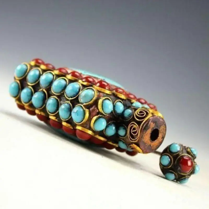 Chinese Old Tibet Silver Cloisonne beads beautiful turquoise snuff bottle