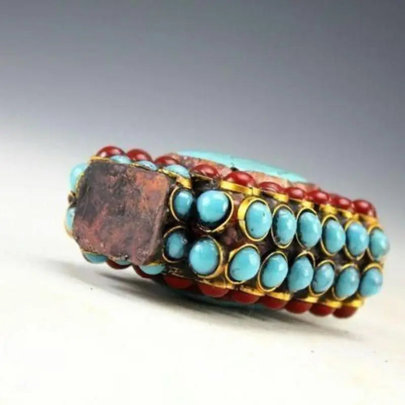 Chinese Old Tibet Silver Cloisonne beads beautiful turquoise snuff bottle