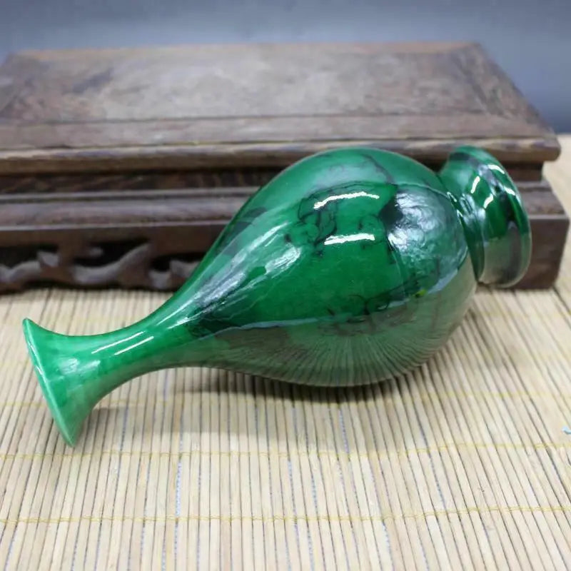 Chinese old porcelain Green Glaze Ink Figure Jade Pot Spring Vase