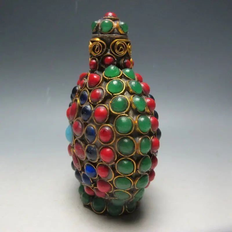 Collection Exquisite Chinese TURQUOISE CORAL BEADS HANDMADE SNUFF BOTTLE RARE