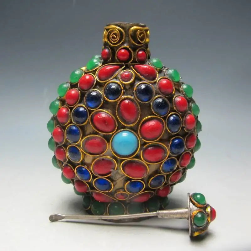 Collection Exquisite Chinese TURQUOISE CORAL BEADS HANDMADE SNUFF BOTTLE RARE