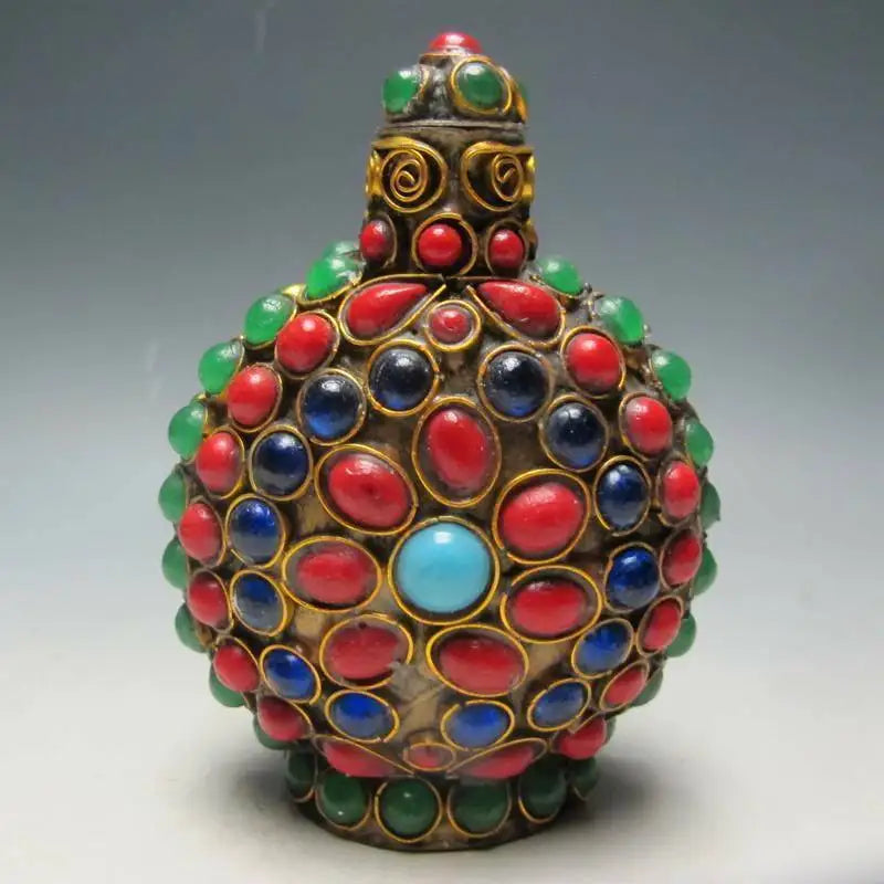 Collection Exquisite Chinese TURQUOISE CORAL BEADS HANDMADE SNUFF BOTTLE RARE