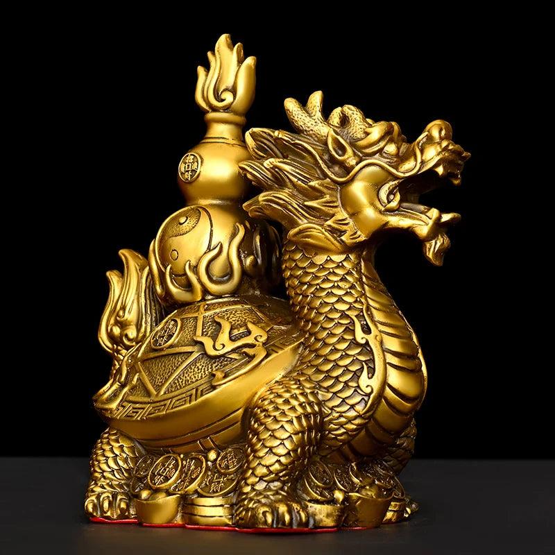 Copper Dragon Turtle Ornament Fortune Turtle Bagua Money Turtle Living Room Office Decoration