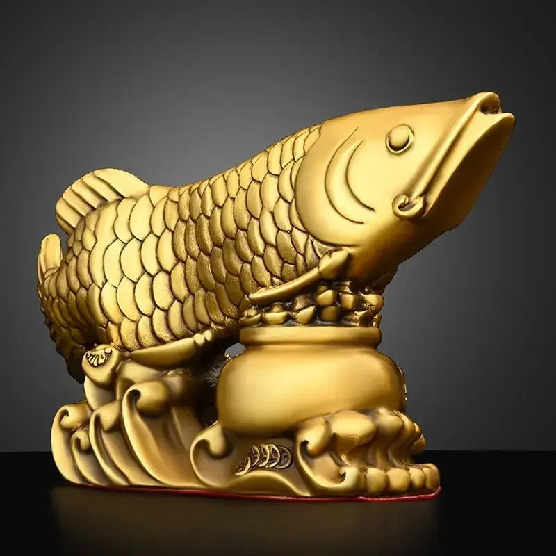 Copper Fish Animal Ornaments Pot of Fish Gold Dragon Home Living Room Office Decor Figurines Crafts