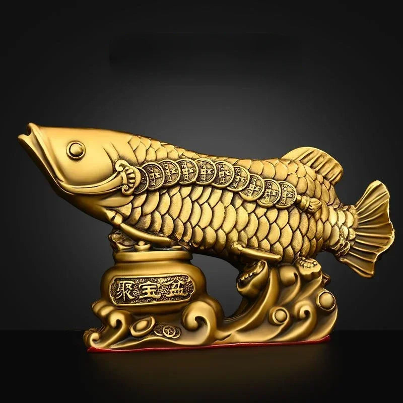 Copper Fish Animal Ornaments Pot of Fish Gold Dragon Home Living Room Office Decor Figurines Crafts