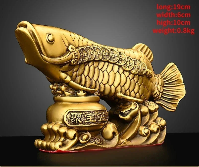 Copper Fish Animal Ornaments Pot of Fish Gold Dragon Home Living Room Office Decor Figurines Crafts