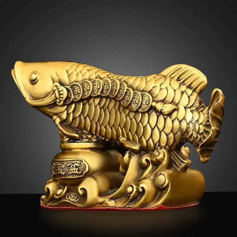 Copper Fish Animal Ornaments Pot of Fish Gold Dragon Home Living Room Office Decor Figurines Crafts