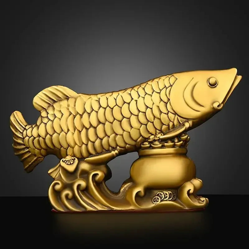 Copper Fish Animal Ornaments Pot of Fish Gold Dragon Home Living Room Office Decor Figurines Crafts