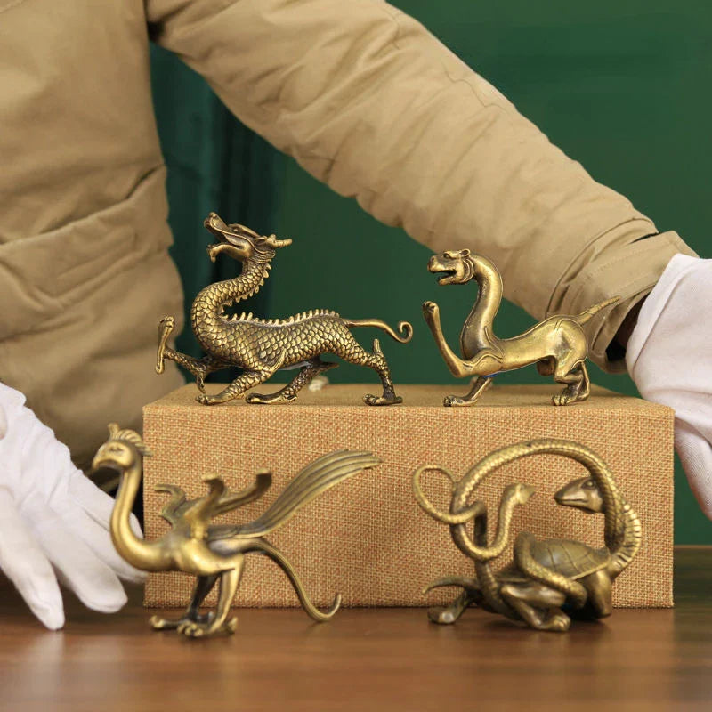 Copper Four Animals Ornament Spirit Beast Ornament Green Dragon White Tiger Vermilion Bird Xuanwu Sculptures