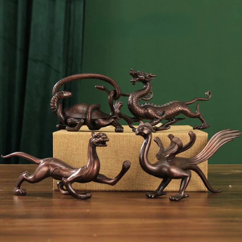 Copper Four Animals Ornament Spirit Beast Ornament Green Dragon White Tiger Vermilion Bird Xuanwu Sculptures