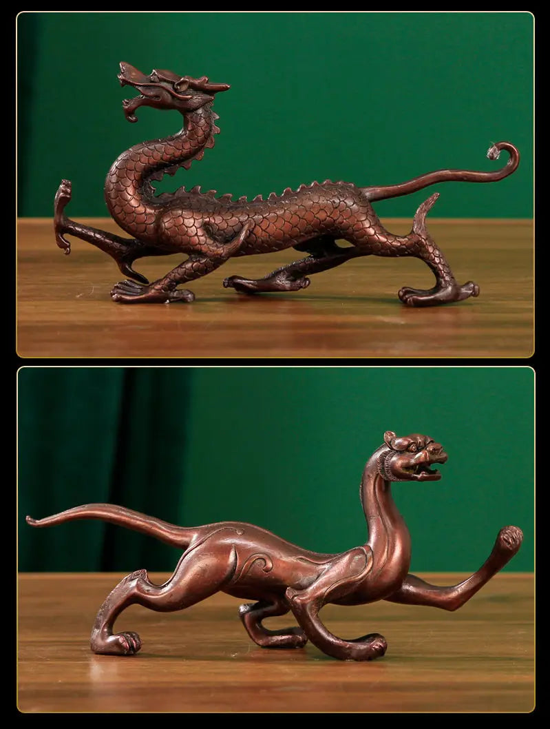 Copper Four Animals Ornament Spirit Beast Ornament Green Dragon White Tiger Vermilion Bird Xuanwu Sculptures