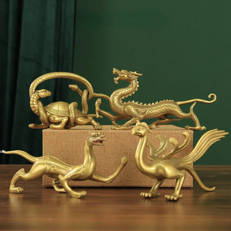 Copper Four Animals Ornament Spirit Beast Ornament Green Dragon White Tiger Vermilion Bird Xuanwu Sculptures