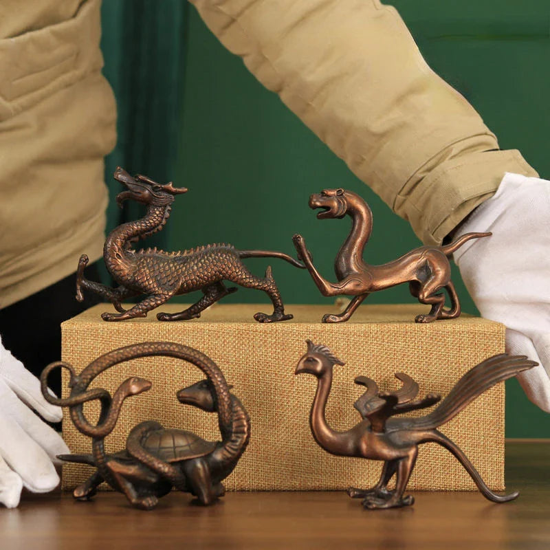 Copper Four Animals Ornament Spirit Beast Ornament Green Dragon White Tiger Vermilion Bird Xuanwu Sculptures