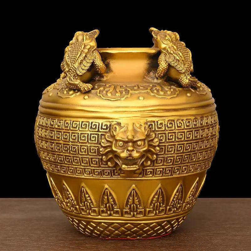 Copper Gold Toad Treasure Bowl Four Sides of The Wealth Altar Ornaments Money Jar Living Room Home Store Opening Crafts