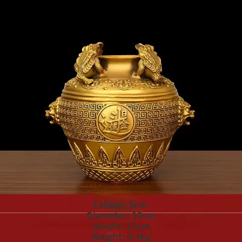 Copper Gold Toad Treasure Bowl Four Sides of The Wealth Altar Ornaments Money Jar Living Room Home Store Opening Crafts