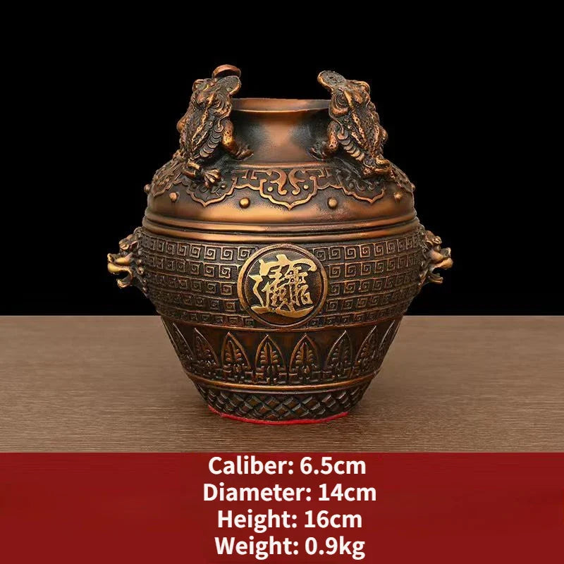 Copper Gold Toad Treasure Bowl Four Sides of The Wealth Altar Ornaments Money Jar Living Room Home Store Opening Crafts