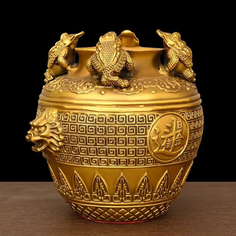 Copper Gold Toad Treasure Bowl Four Sides of The Wealth Altar Ornaments Money Jar Living Room Home Store Opening Crafts