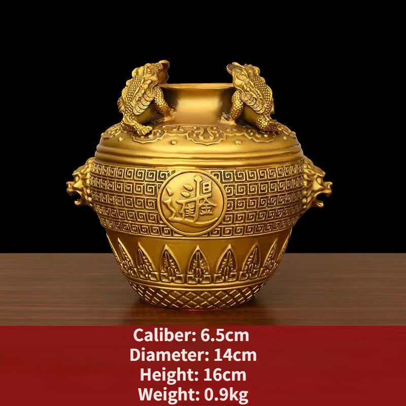 Copper Gold Toad Treasure Bowl Four Sides of The Wealth Altar Ornaments Money Jar Living Room Home Store Opening Crafts