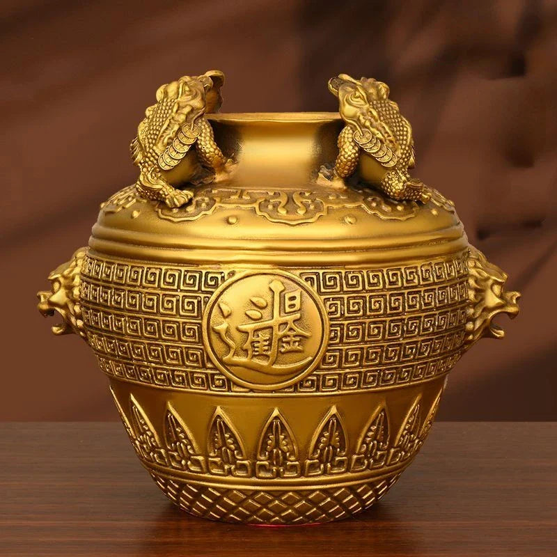 Copper Gold Toad Treasure Bowl Four Sides of The Wealth Altar Ornaments Money Jar Living Room Home Store Opening Crafts