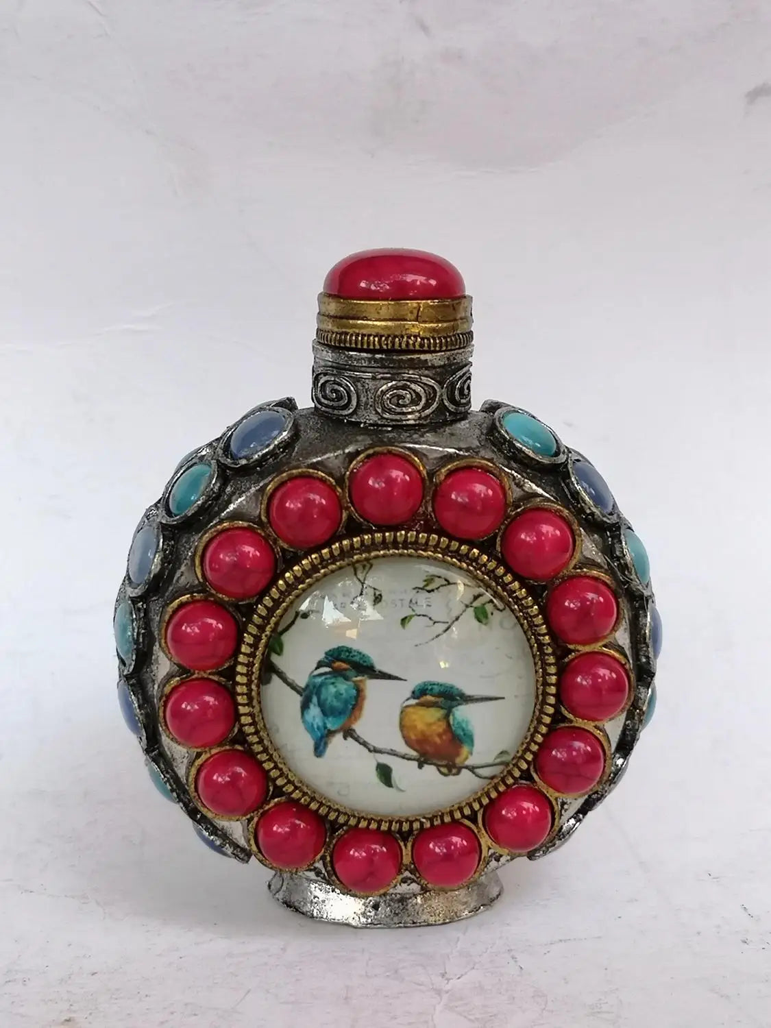 Exquisite antique double-sided color drawing snuff bottle handicraft