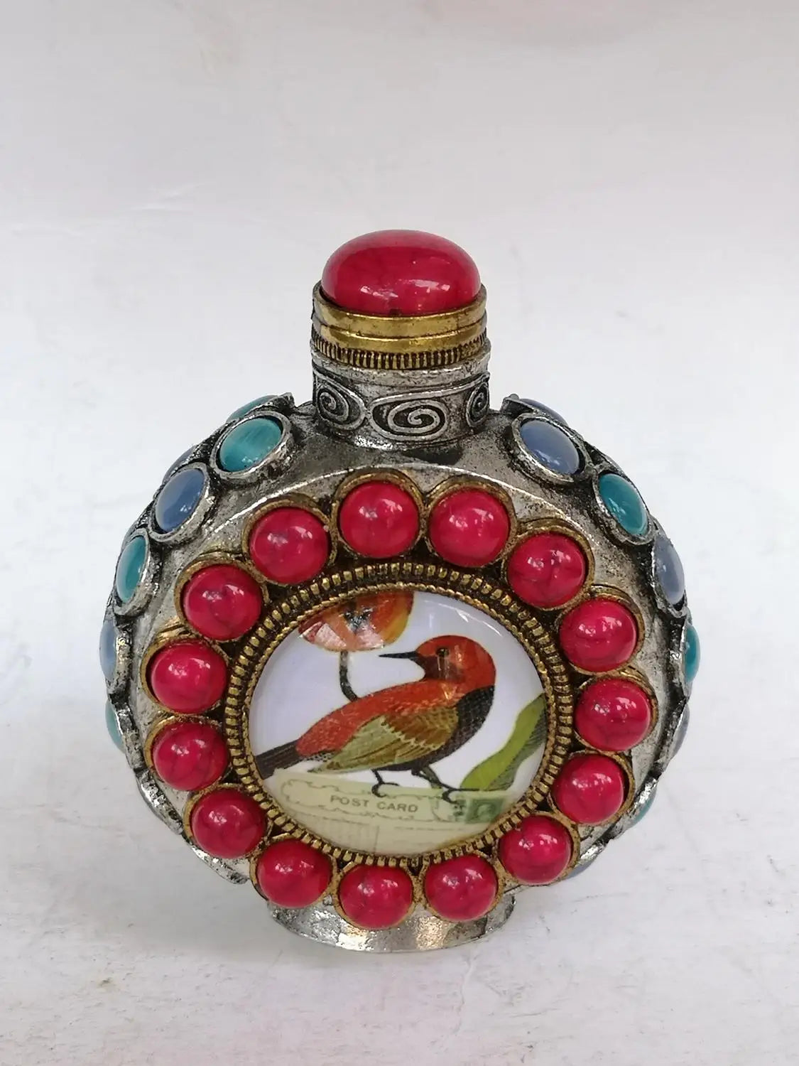 Exquisite antique double-sided color drawing snuff bottle handicraft