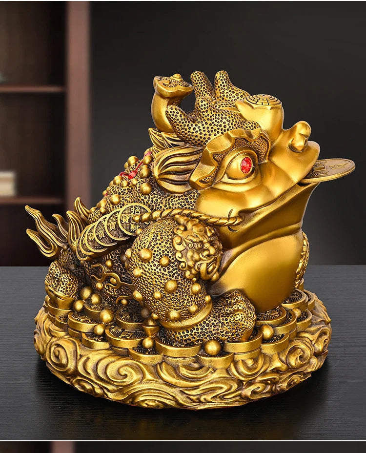 Feng Shui Copper Gold Toad Ornament Ruyi Gold Toad Three-legged Toad Living Room Store Desktop Decoration