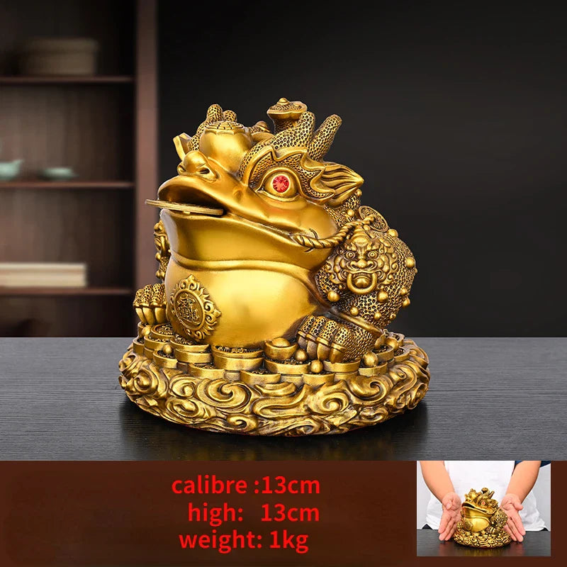 Feng Shui Copper Gold Toad Ornament Ruyi Gold Toad Three-legged Toad Living Room Store Desktop Decoration