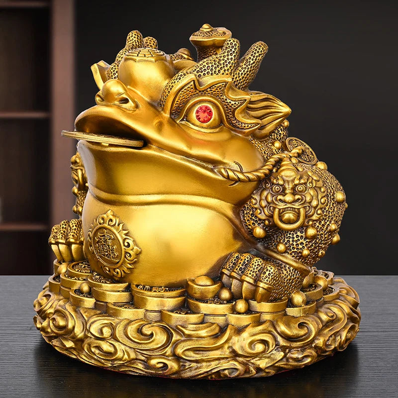 Feng Shui Copper Gold Toad Ornament Ruyi Gold Toad Three-legged Toad Living Room Store Desktop Decoration