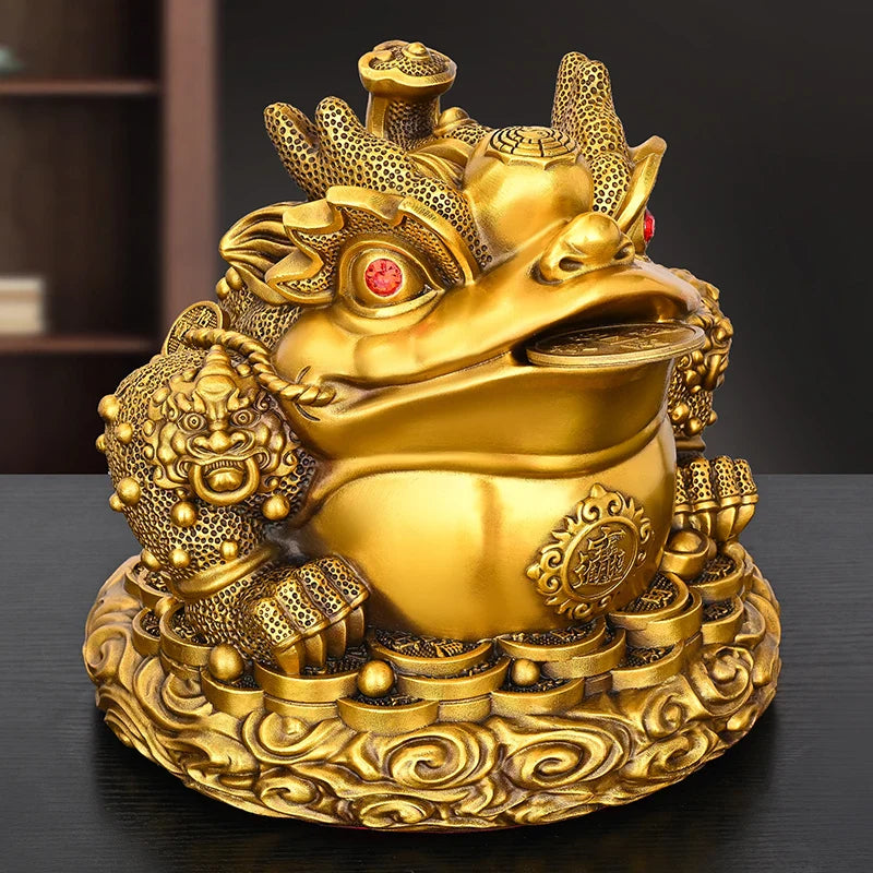 Feng Shui Copper Gold Toad Ornament Ruyi Gold Toad Three-legged Toad Living Room Store Desktop Decoration